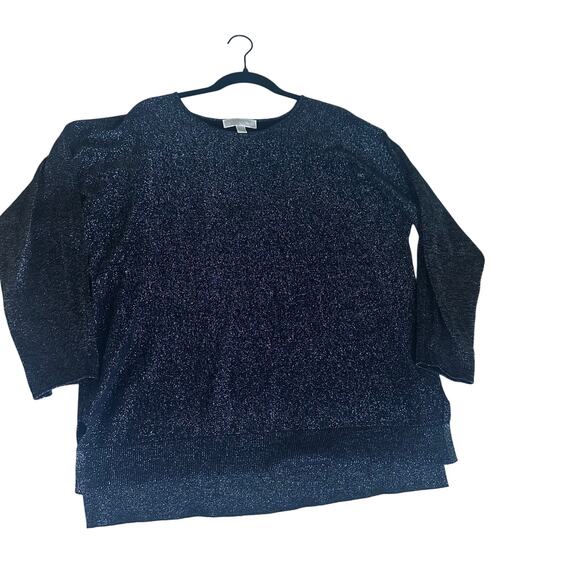 Michael Kors Black Silver Metallic Sparkle Sweater XL - Picture 2 of 10